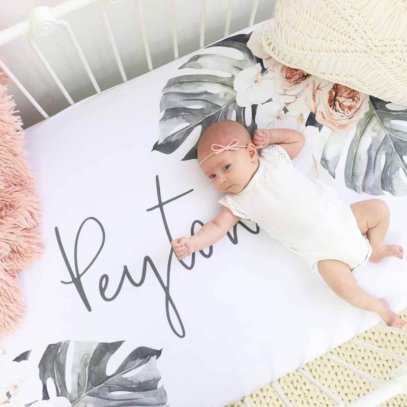 Lorelei’s Boho Palm Personalized Crib Sheet