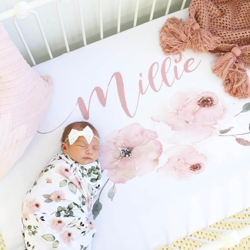 Millie’s Dusty Rose Garden Personalized Crib Sheet