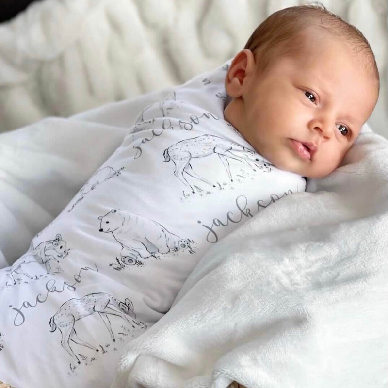 Weston’s Woodland Personalized Baby Name Swaddle Blanket