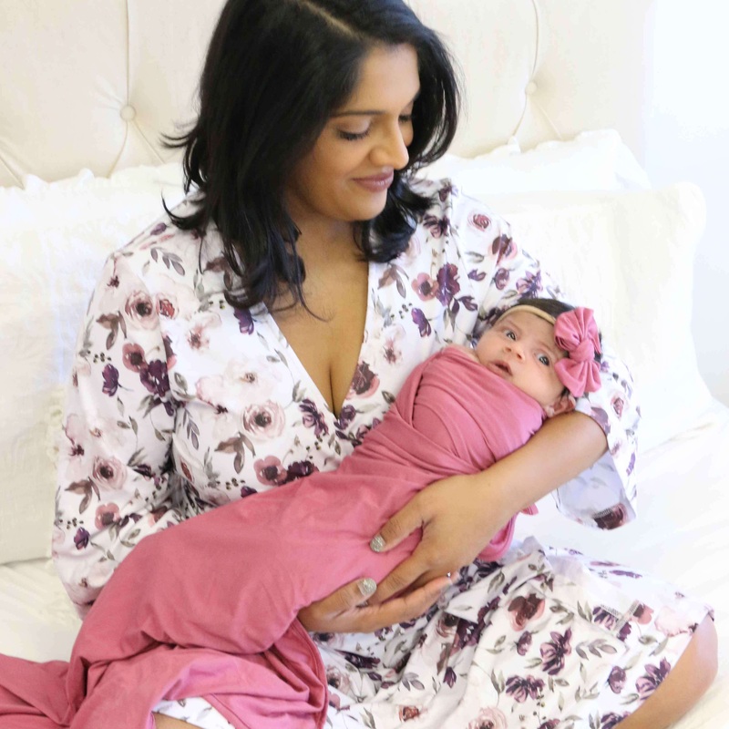 Demi’s Dusty Purple Floral Knit Maternity Robe