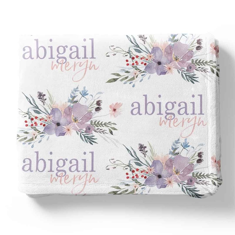 Rowan’s Dusty Purple Floral Personalized Toddler Blanket