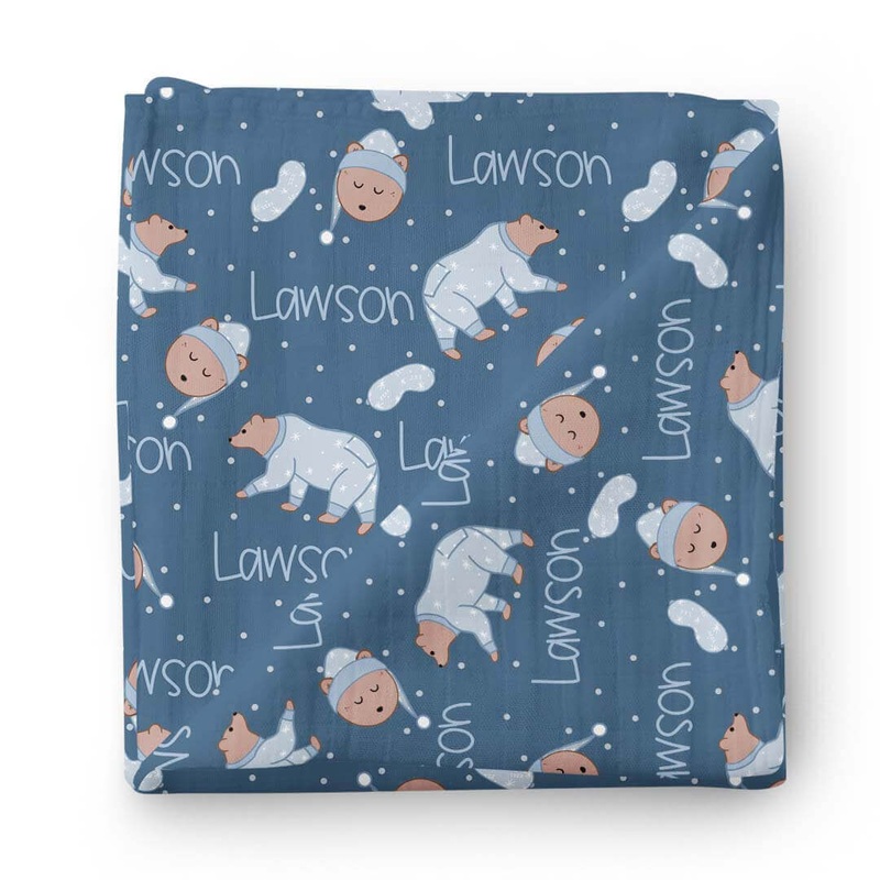 Bearly Asleep Personalized Baby Name Swaddle Blanket