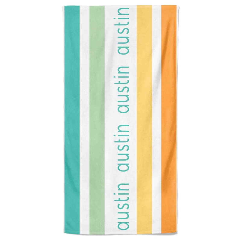 Earthy Stripes Personalized Kids Beach Towel