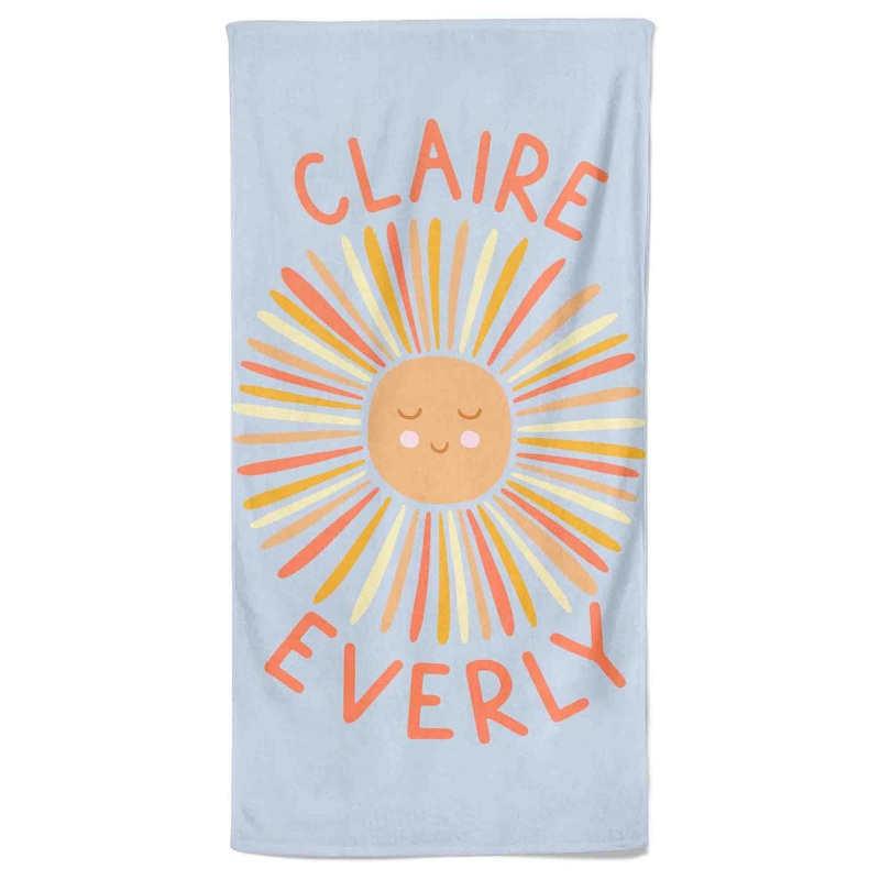Happy Sun Personalized Kids Beach Towel