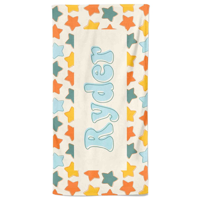 Retro Stars Personalized Kids Beach Towel