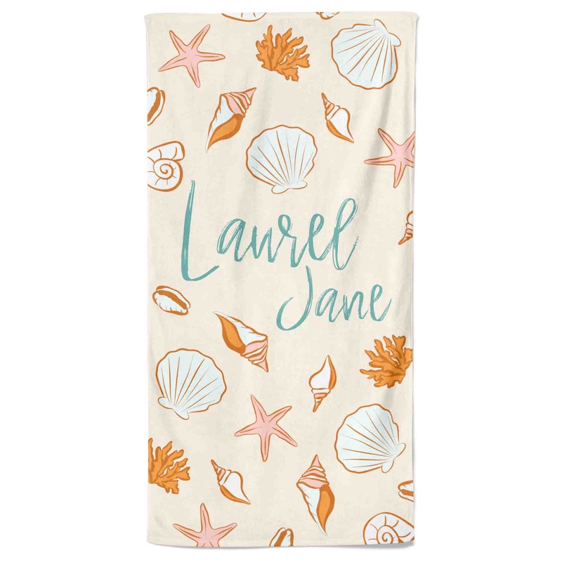 Sea Shells Personalized Kids Beach Towel