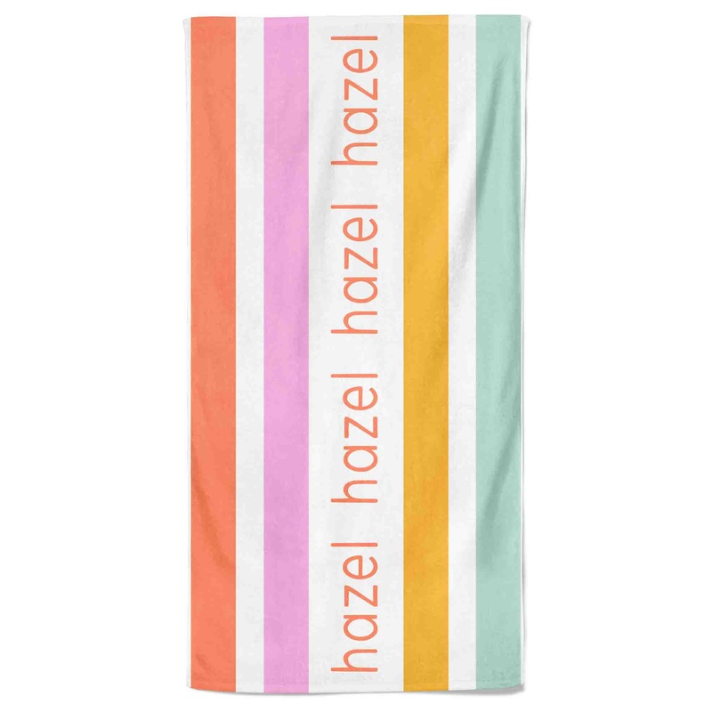 Sweet Stripes Personalized Kids Beach Towel
