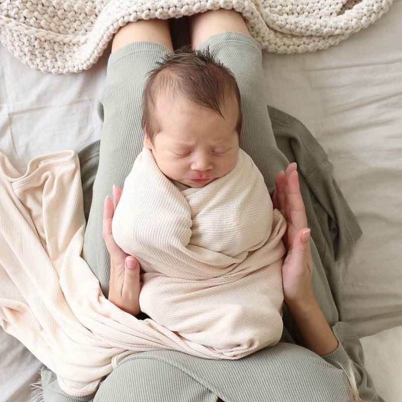 Oatmeal Bamboo Waffle Oversized Swaddle Blanket