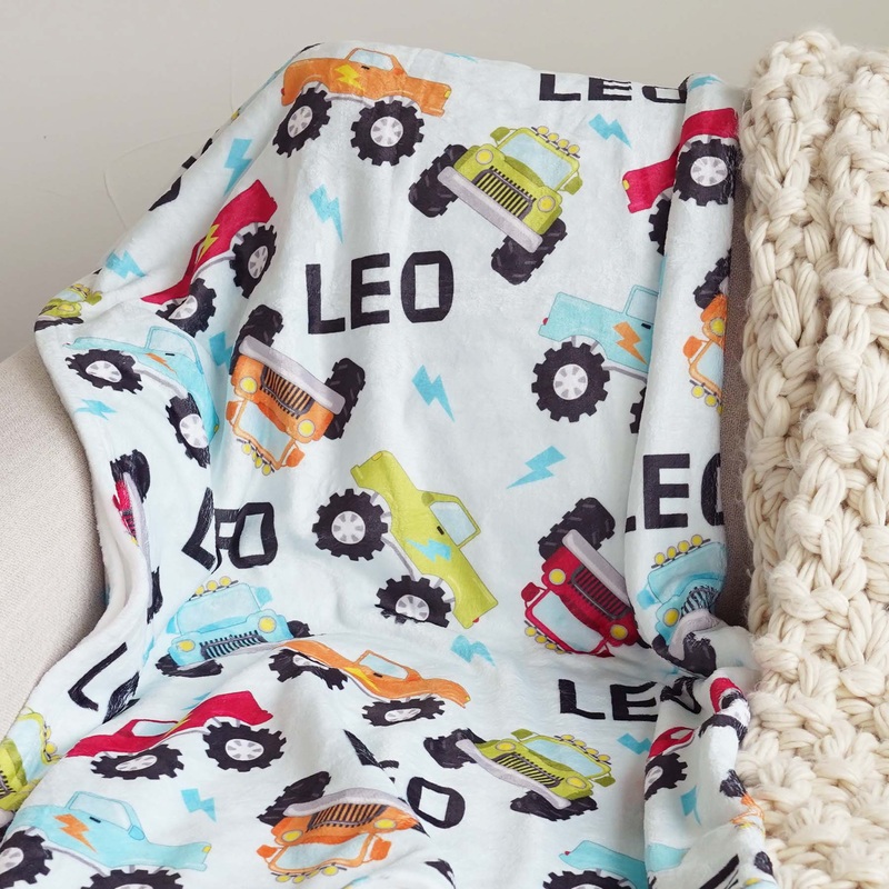 Truck Rally Personalized Kids Blanket
