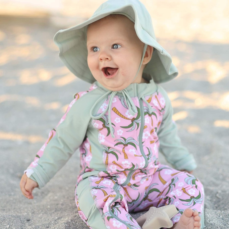 Long Sleeve Rash Guard Swim Romper Full Length | Palm Party