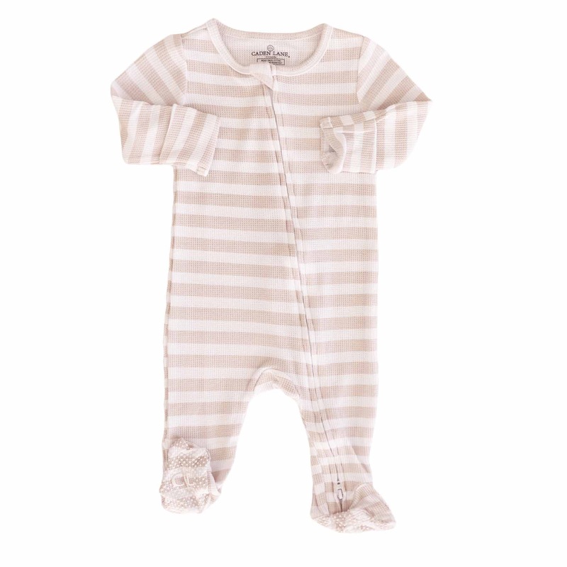 Latte Stripes Waffle Zipper Footie