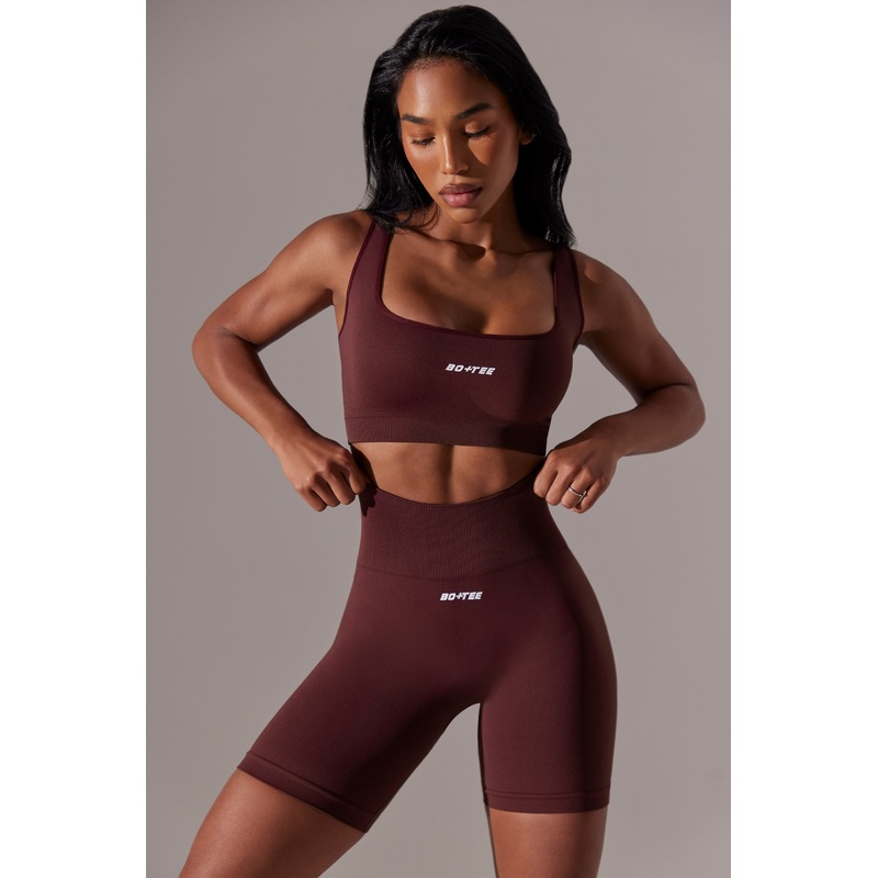 Zealous – High Waist Super Sculpt Biker Shorts in Burgundy