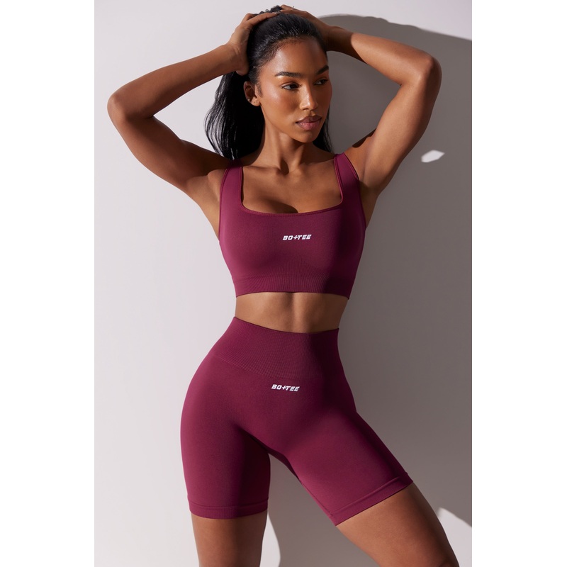 Zealous – High Waist Super Sculpt Biker Shorts in Plum