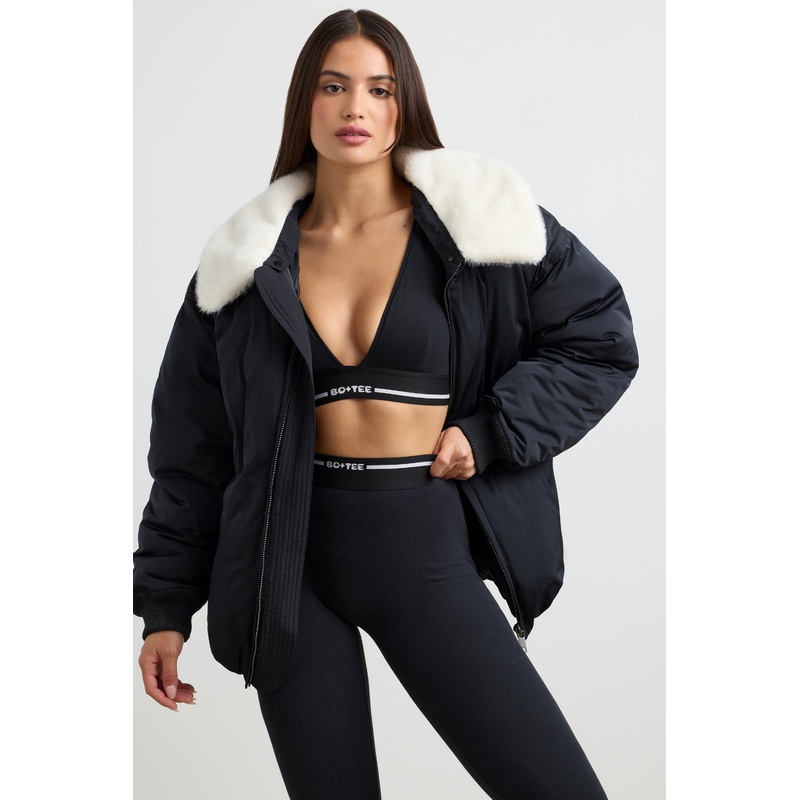 Any Day – Oversized Bomber Jacket in Black