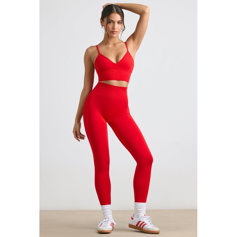 Admired – High-Waist Define Luxe Leggings in Red