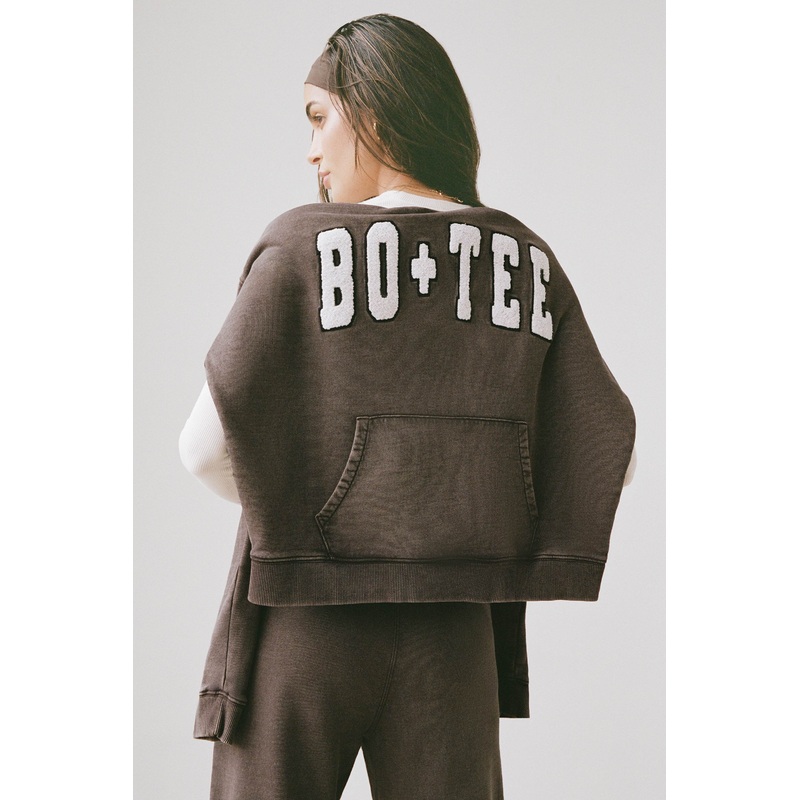 Acid Wash Oversized Hoodie in Brown