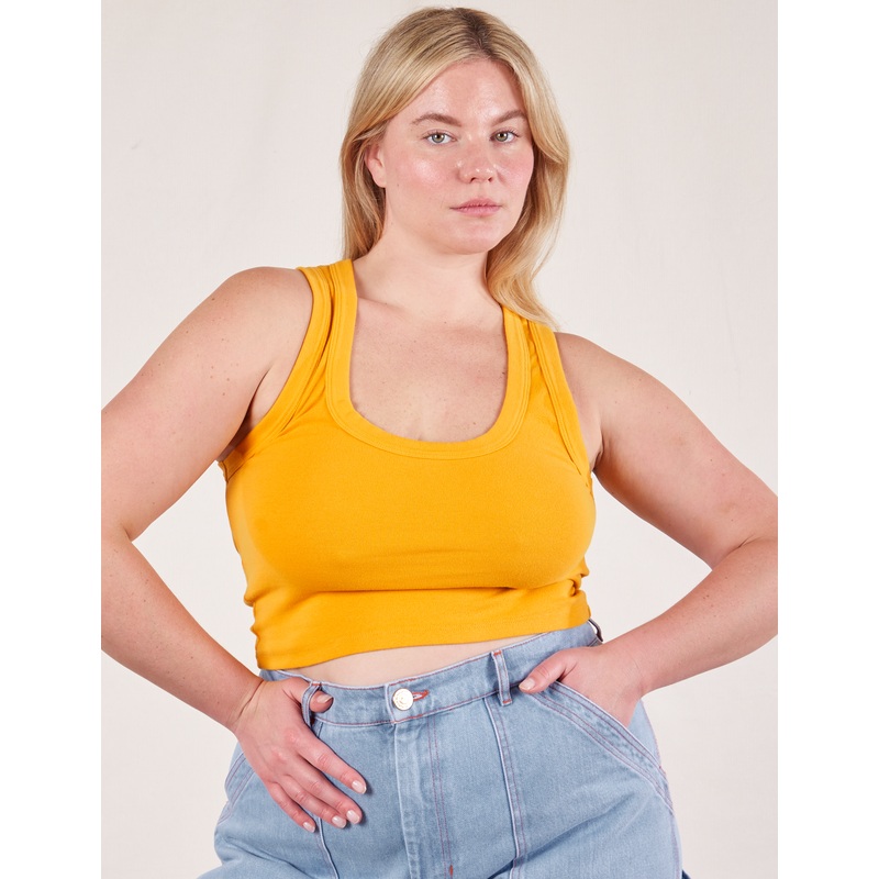 Cropped Tank Top – Mustard Yellow