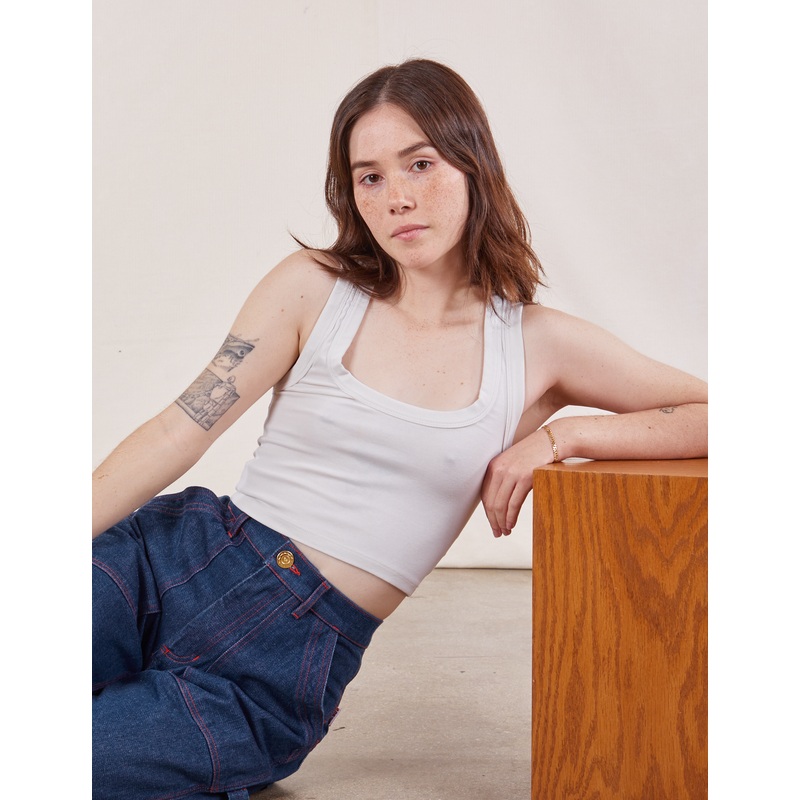 Cropped Tank Top – Vintage Tee White