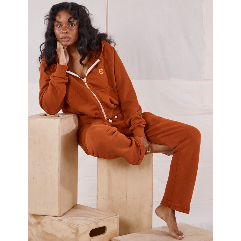 Cropped Zip Hoodie – Burnt Terracotta *FINAL SALE*