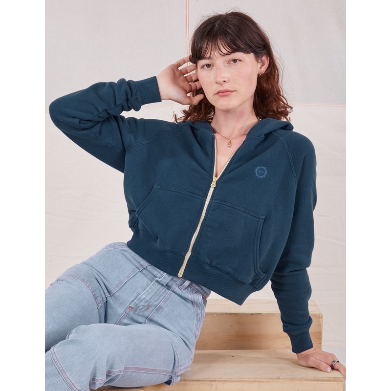 Cropped Zip Hoodie – Lagoon *FINAL SALE*