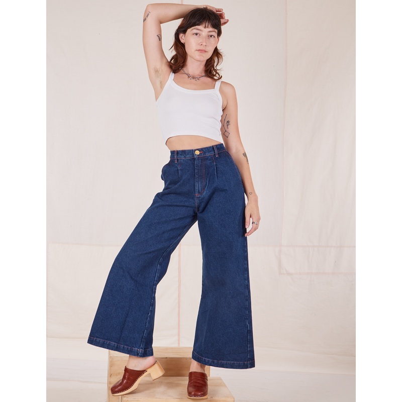 Indigo Wide Leg Trousers – Dark Wash