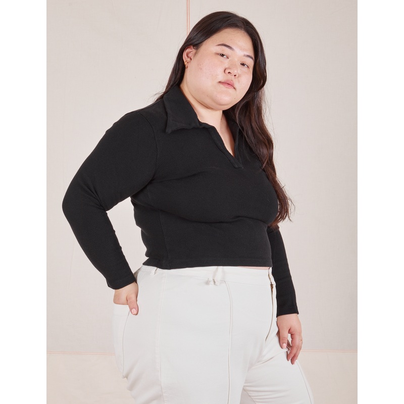Long Sleeve Fisherman Polo – Basic Black *FINAL SALE*