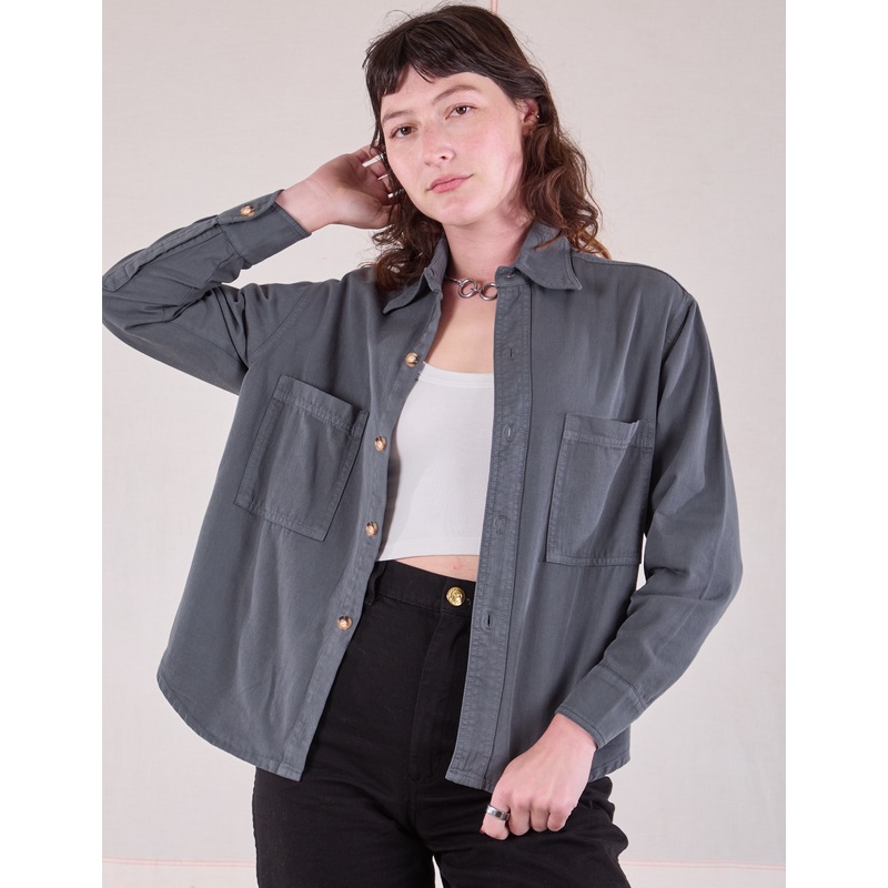Cropped Overshirt – Slate Grey