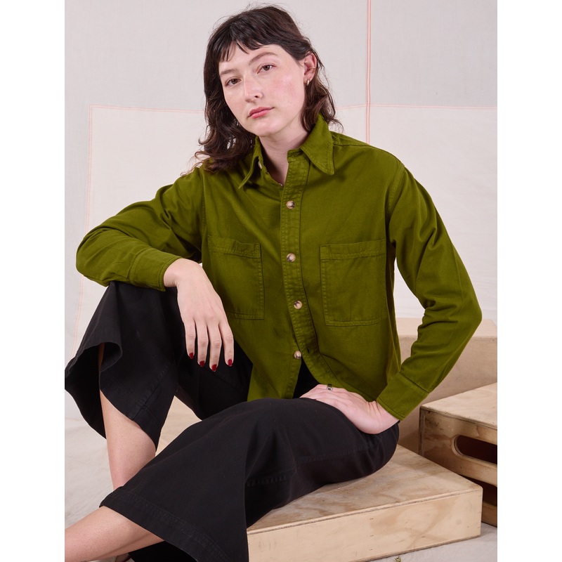Cropped Overshirt – Summer Olive