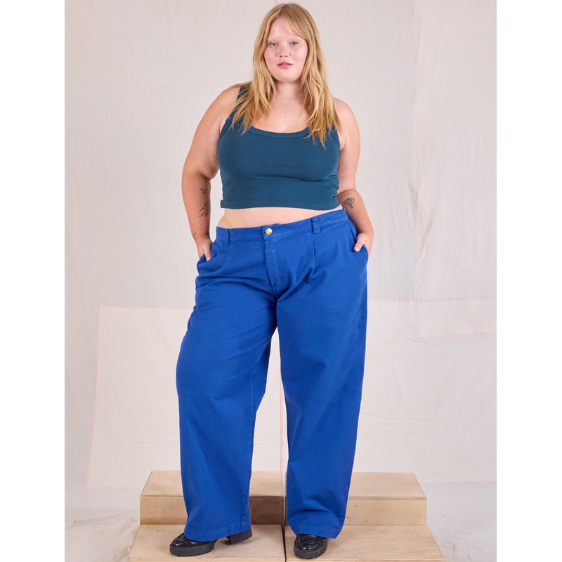 Mid-Rise Pleated Trousers – Royal Blue