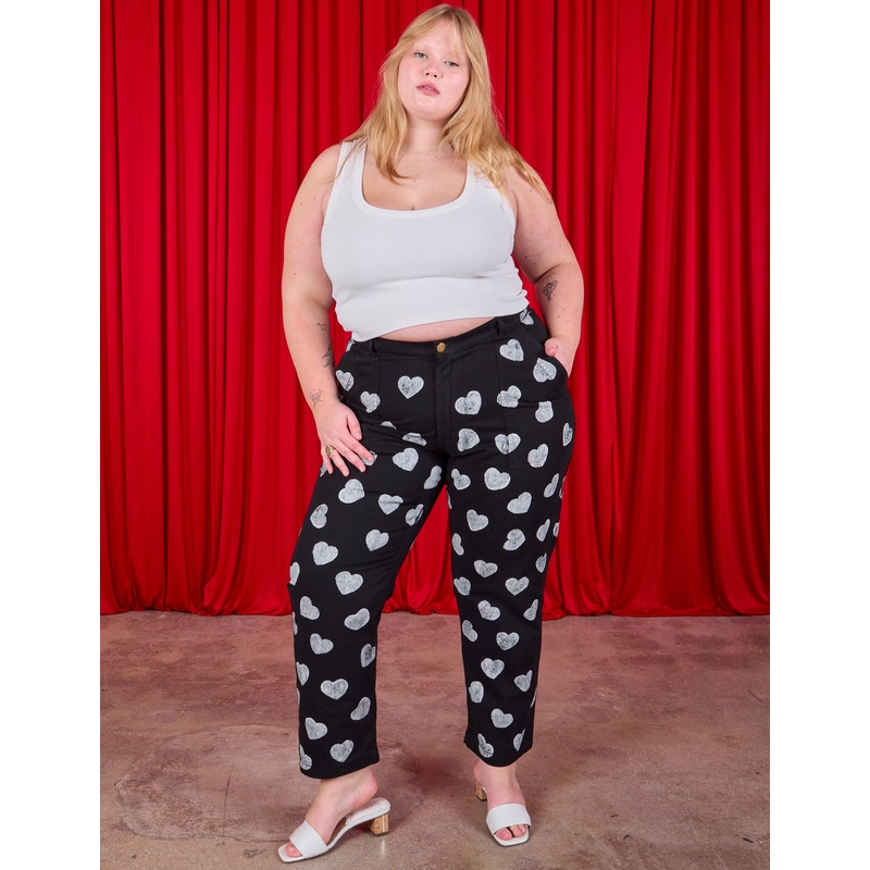 Paintstamped Heart Work Pants – Black *FINAL SALE*