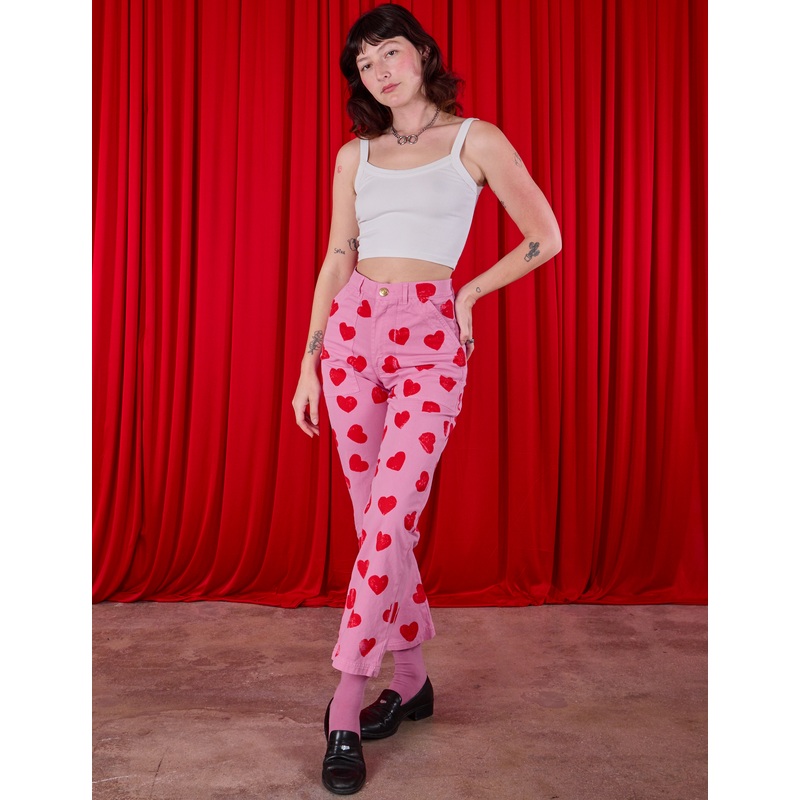 Paintstamped Heart Work Pants – Bubblegum Pink *FINAL SALE*