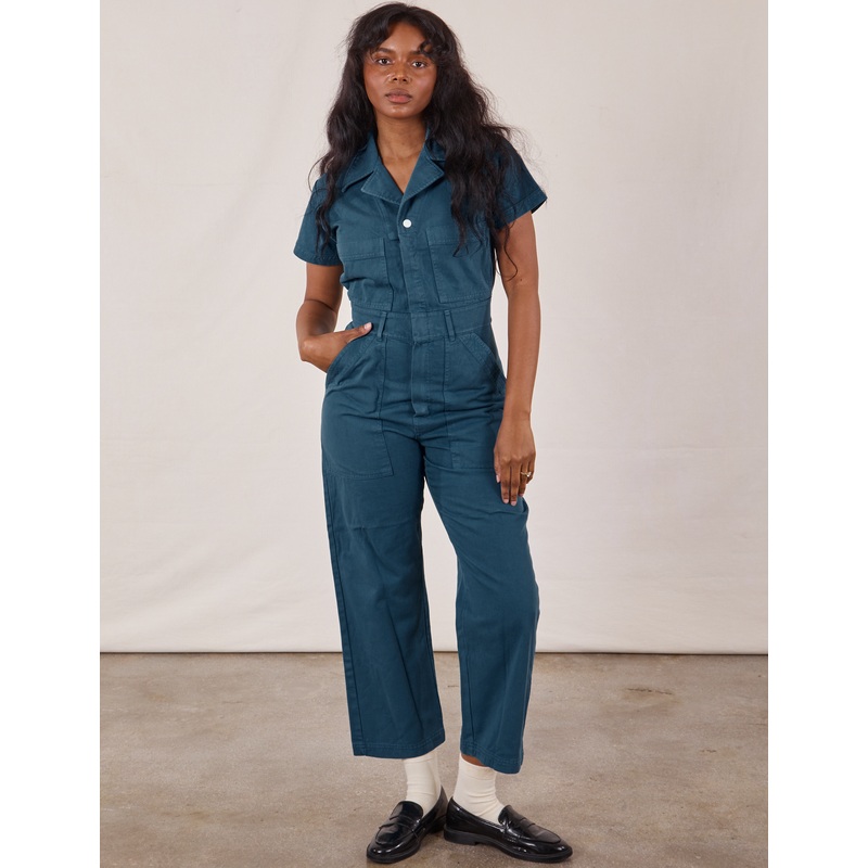 Petite Short Sleeve Jumpsuit – Lagoon