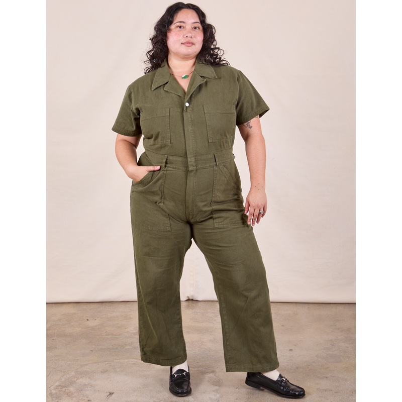 Petite Short Sleeve Jumpsuit – Surplus Green