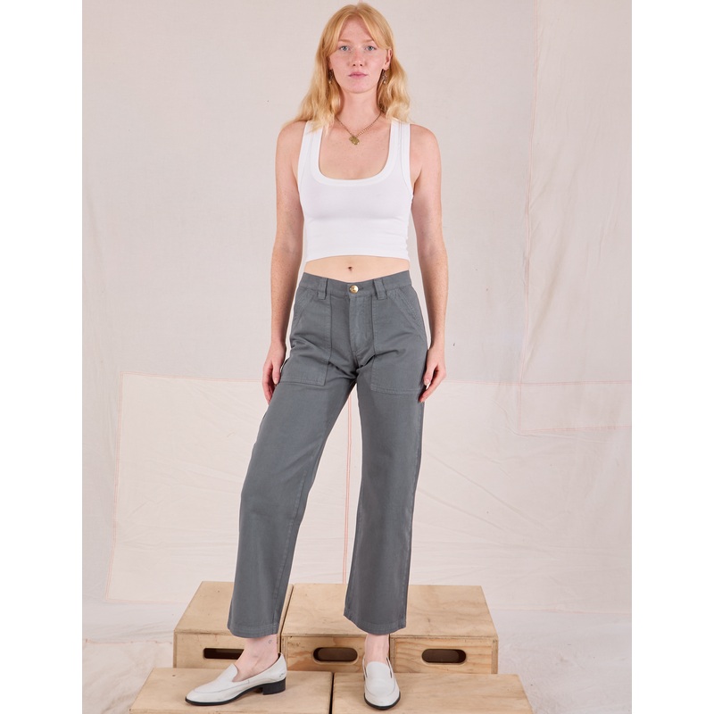 Mid-Rise Work Pants – Slate Grey