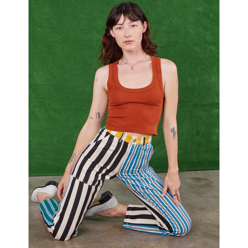 Mismatched Stripe Work Pants
