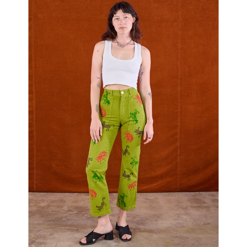 Paintstamped Bug Work Pants – Gross Green