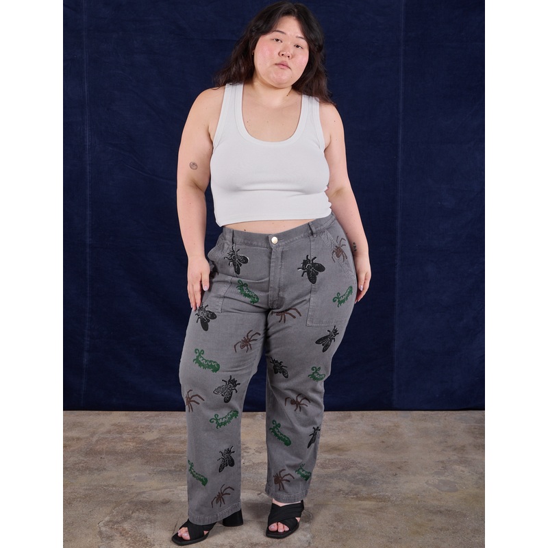 Paintstamped Bug Work Pants – Washed Grey