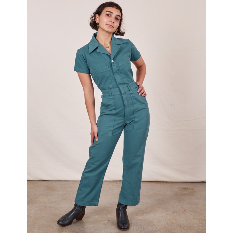 Petite Short Sleeve Jumpsuit – Marine Blue