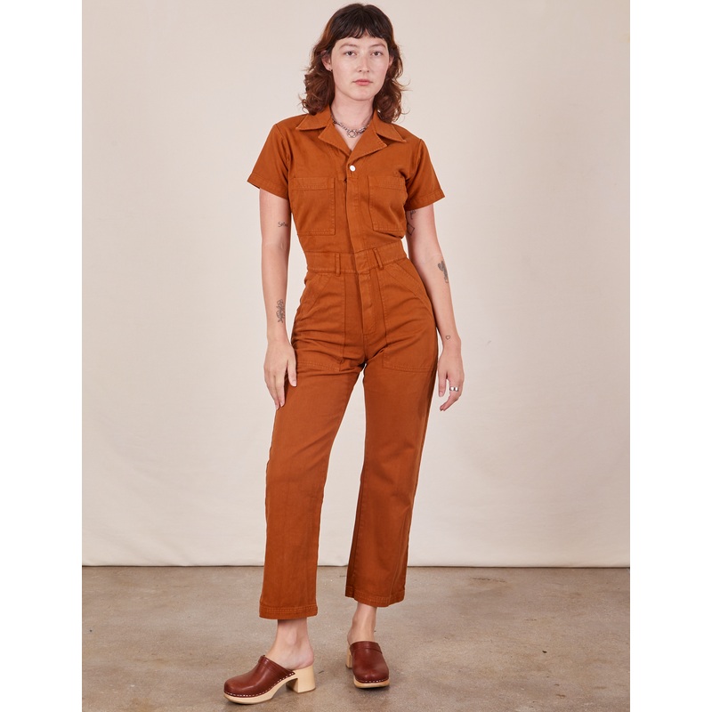 Short Sleeve Jumpsuit – Burnt Terracotta