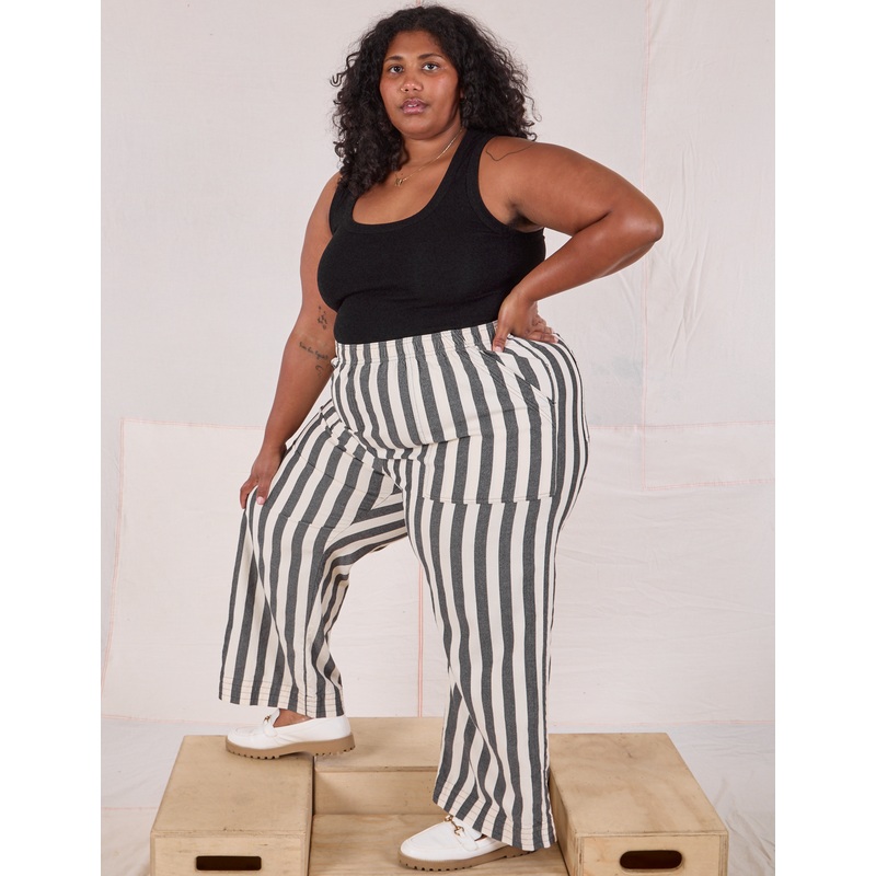 Summer Stripe Action Pants – Black Licorice