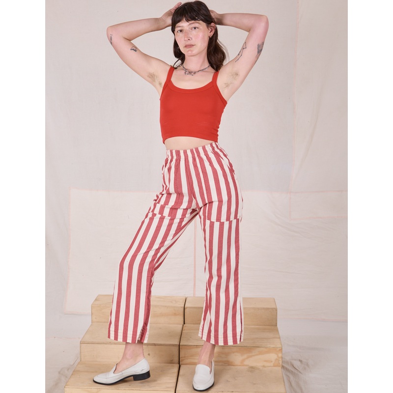 Summer Stripe Action Pants – Cherry Red