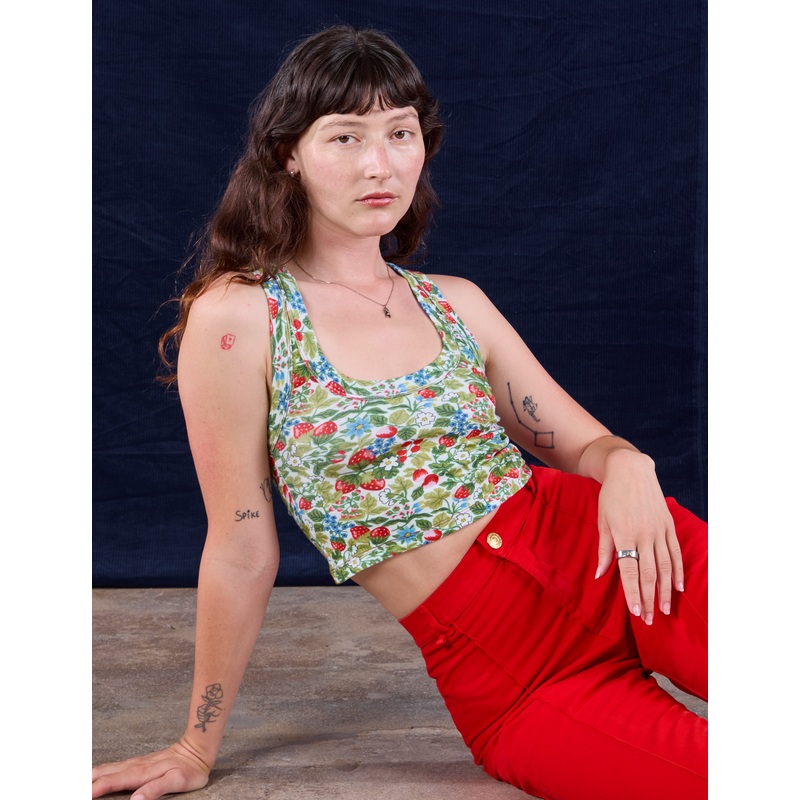 Cropped Tank Top – Strawberry Blossom