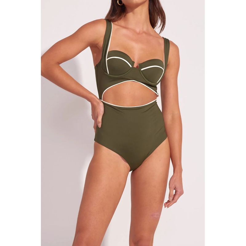 The Olive Chevron One Piece